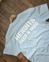 Graphic Pocket Tee | Heights Feed & Seed | Hydrangea Blue | Manready Mercantile