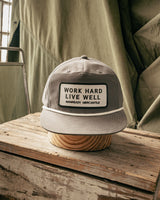 256 Richardson Hat | Work Hard Live Well | White + Black | Manready Mercantile