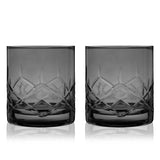 Admiral™ Hand Etched Crystal Rocks Glasses | Smoke | Viski