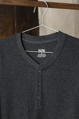 Recycled Waffle Henley | Charcoal Melange | Bridge & Burn