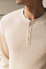 Recycled Waffle Henley | Ivory | Bridge & Burn
