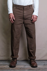 Ortega Pant | Brown Herringbone Dobby | Freenote Cloth