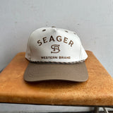 Branded Snapback | Cream & Brown | Seager Co.