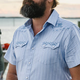 Crosscut Deluxe Shortsleeve Shirt | Surfbird : Sky Oxford Dobby | Howler Bros