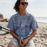 Guayabera Shirt | Pictographs : Washed Indigo Chambray | Howler Bros