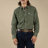 Wyatt Pearl Snap Denim Shirt | Faded Olive | Sendero Provisions Co