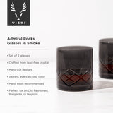 Admiral™ Hand Etched Crystal Rocks Glasses | Smoke | Viski