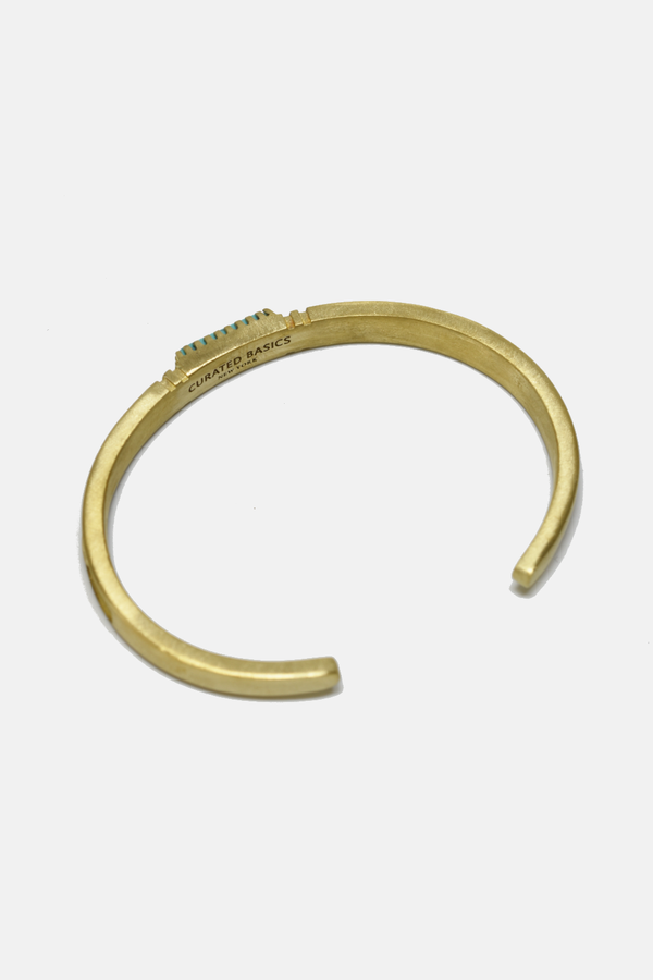 Turquoise Inlay Bracelet | Brass | Curated Basics