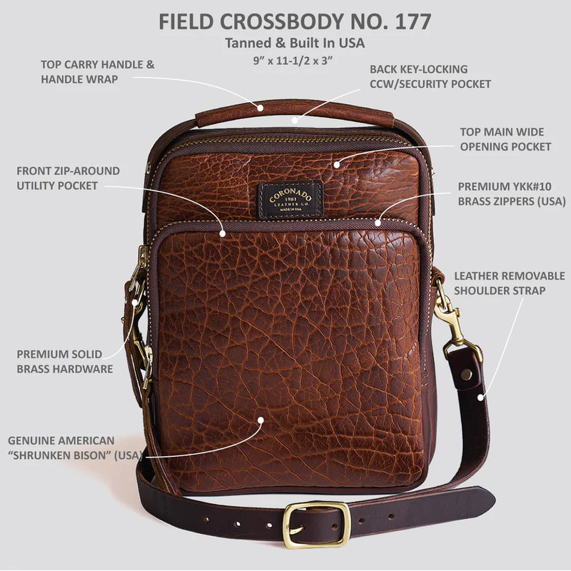 Bison Field Crossbody #177 | Walnut | Coronado Leather