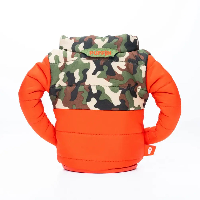 The Puffy Insulated Can Cooler | Puffin Red + Woodsy Camo | Puffin Drinkwear