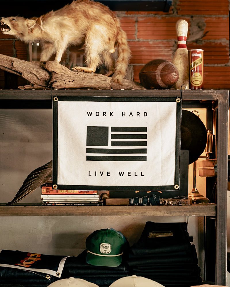 Banner | Work Hard Live Well | Oxford Pennant x Manready Mercantile
