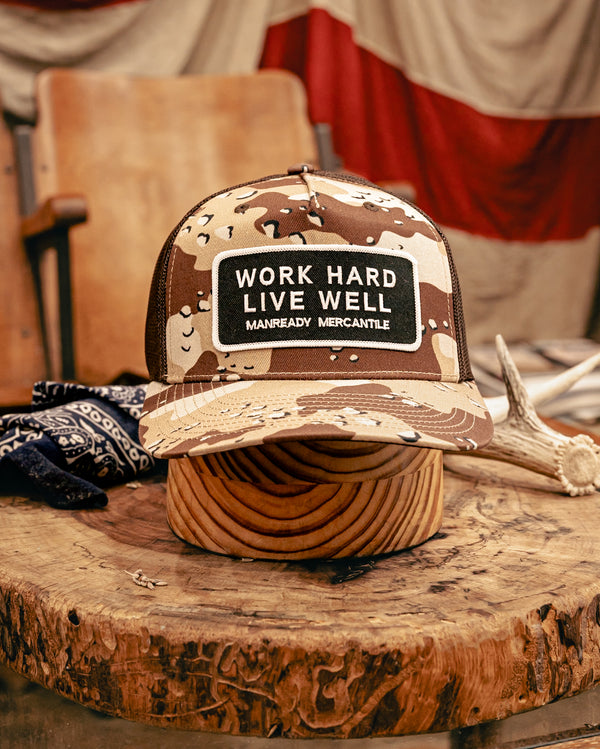 112 Richardson Hat | Work Hard Live Well | Black + White | Manready Mercantile