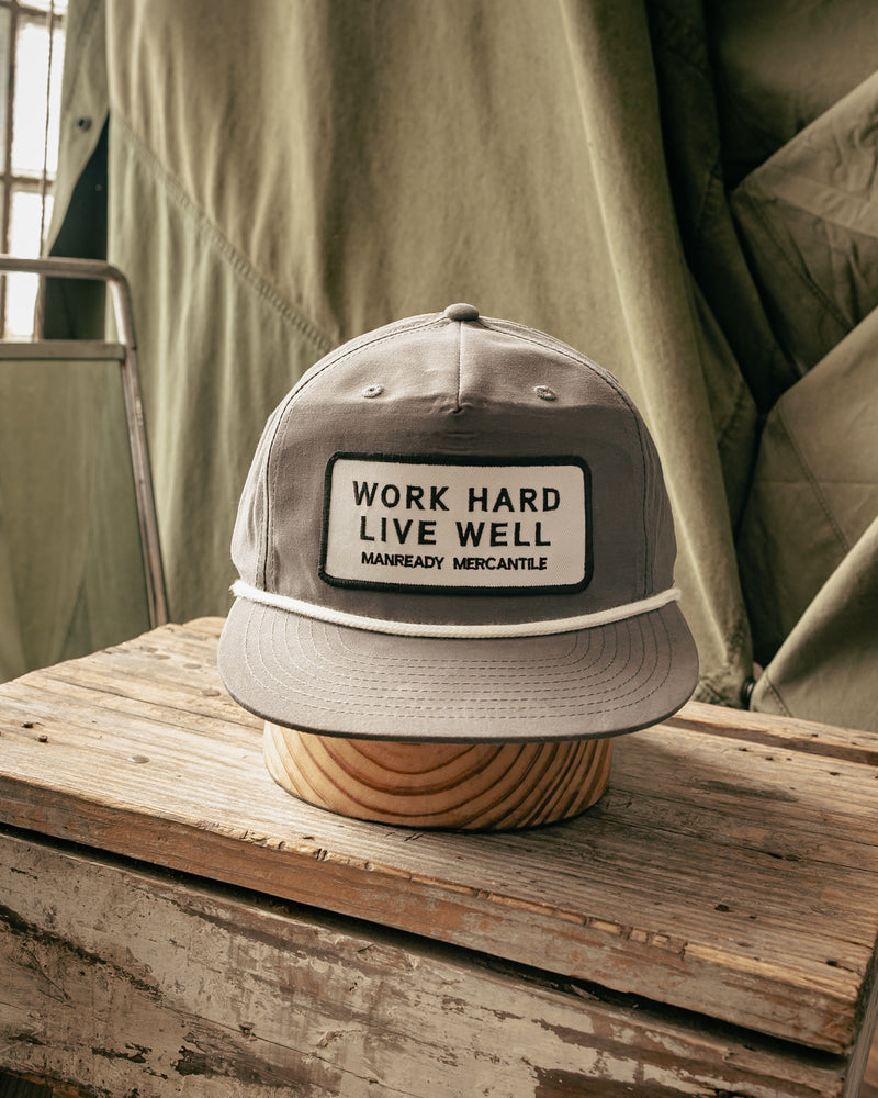 256 Richardson Hat | Work Hard Live Well | White + Black | Manready Mercantile