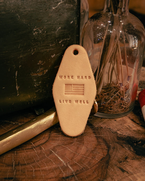 Leather Motel Key Tag | Work Hard Live Well | Manready Mercantile