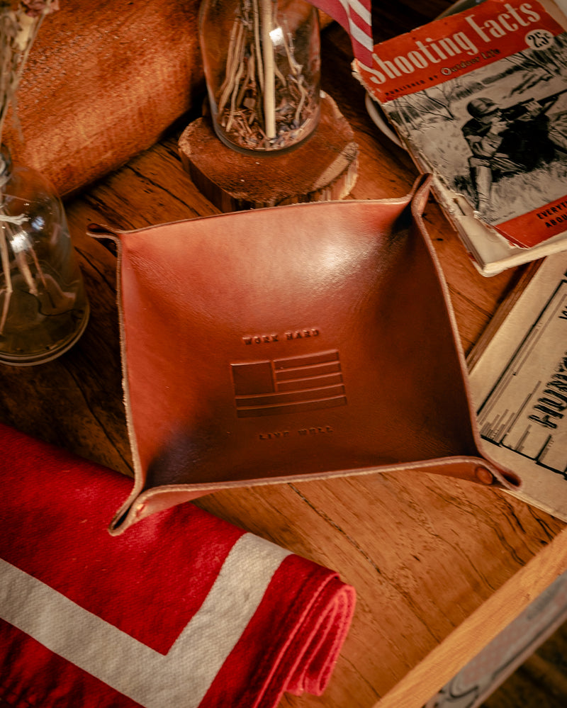 Leather Valet Tray | Work Hard Live Well | Manready Mercantile