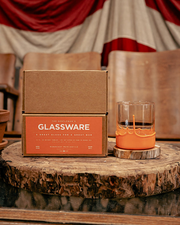 Hunter Orange Gentleman's Glassware | Wax Dipped Whiskey Glasses | Manready Mercantile