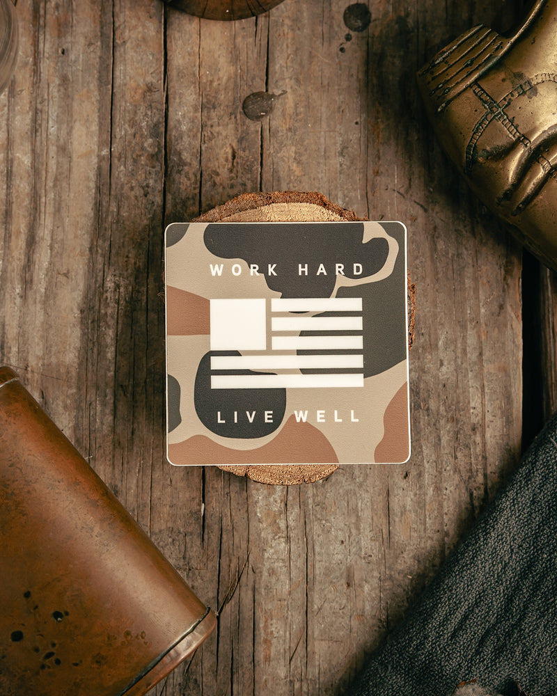 Sticker | Work Hard, Live Well | Camo | Manready Mercantile