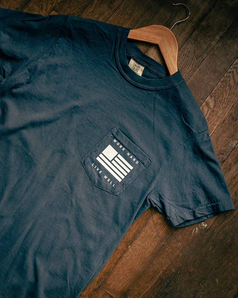 Graphic Pocket Tee | Work Hard Live Well | Midnight | Manready Mercantile