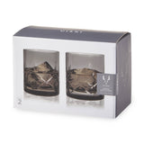 Admiral™ Hand Etched Crystal Rocks Glasses | Smoke | Viski