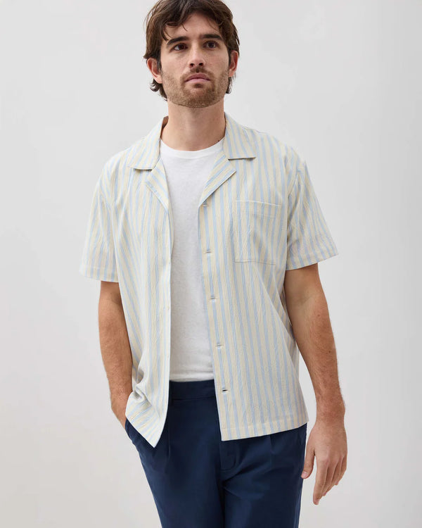 Palermo Camp Shirt | Vanilla Blue Stripe | Richer Poorer