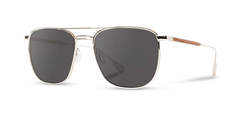 Ashland Metal Sunglasses | Silver Walnut | Grey Polarized | Shwood