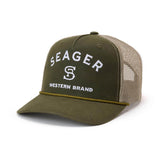 Branded Waxed Canvas Trucker Snapback | Green | Seager Co.