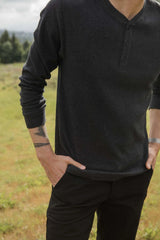 Recycled Waffle Henley | Charcoal Melange | Bridge & Burn