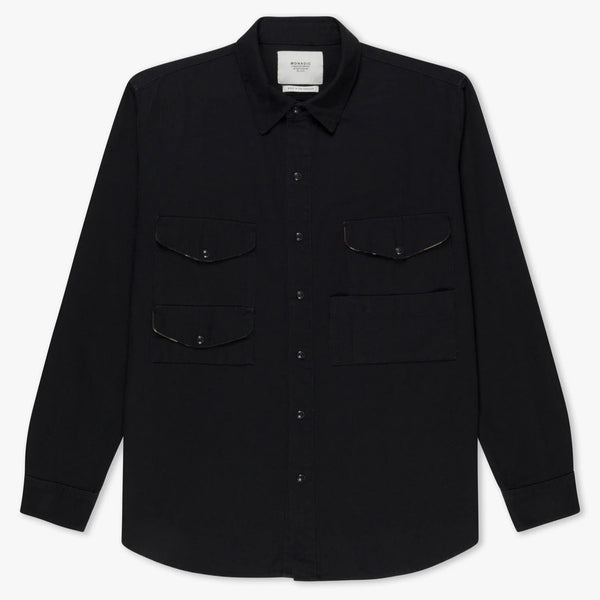 Cahill Long Sleeve Shirt | Black Herringbone | Monadic Clothing