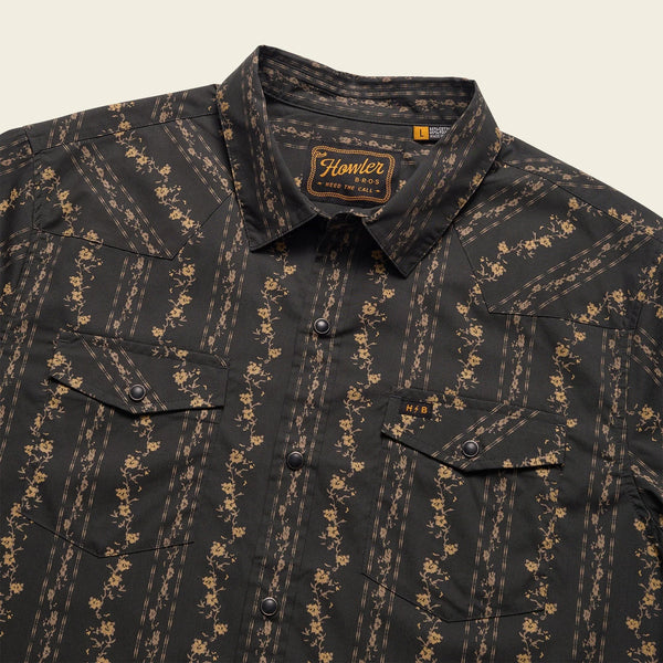 H Bar B Snapshirt | Hibiscus Ribbons : Antique Black | Howler Bros