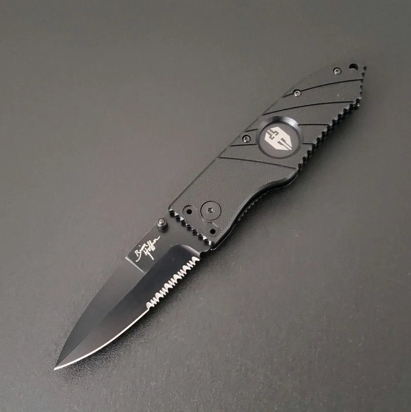 Hoffner Folding Snap Knife | Black Combo Blade | Hoffner Knives