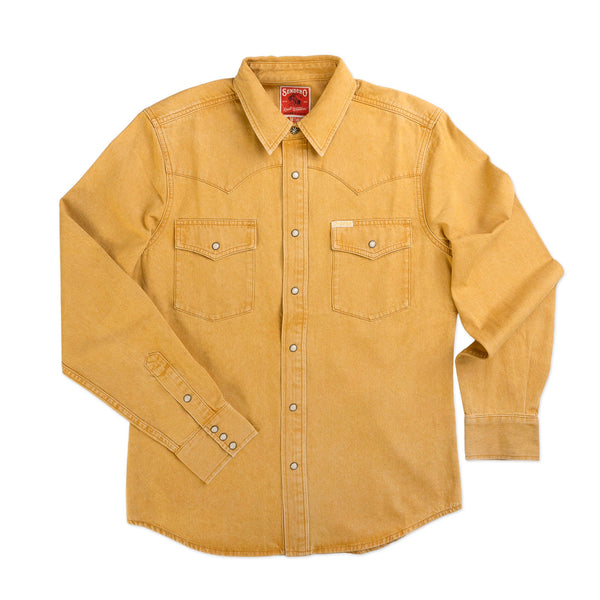 Wyatt Pearl Snap Denim Shirt | Faded Gold | Sendero Provisions Co