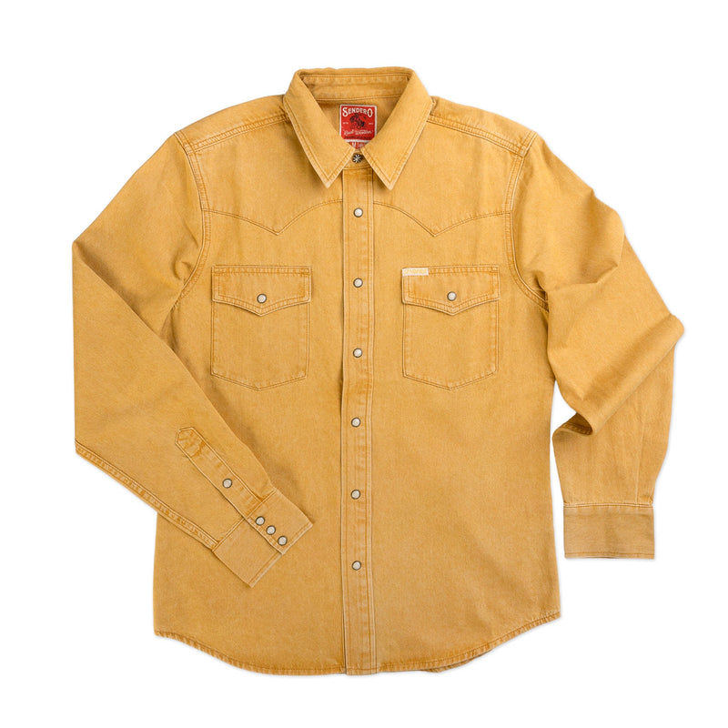 Wyatt Pearl Snap Denim Shirt | Faded Gold | Sendero Provisions Co