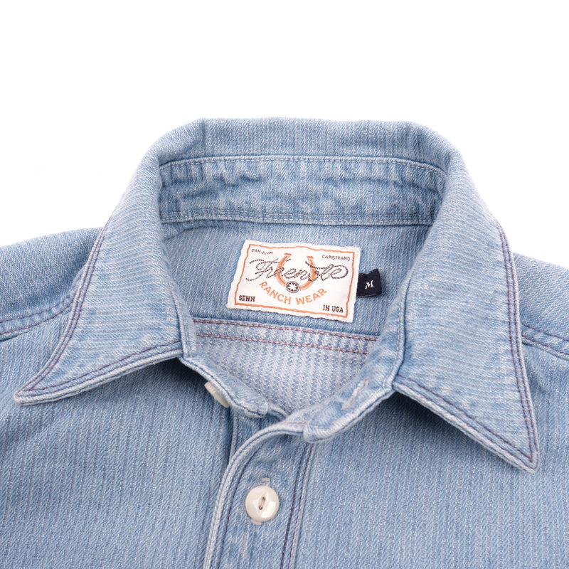 Rancho Shirt | Bleached Indigo Stripe  | Freenote Cloth