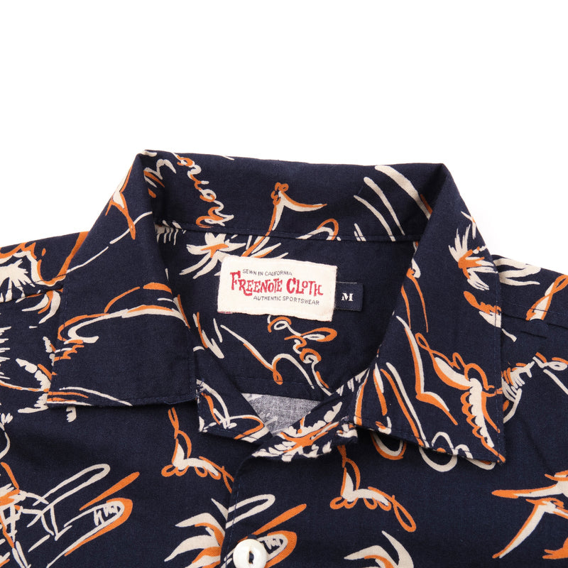 Dean Double Pocket Shirt | Aloha : Navy | Freenote Cloth