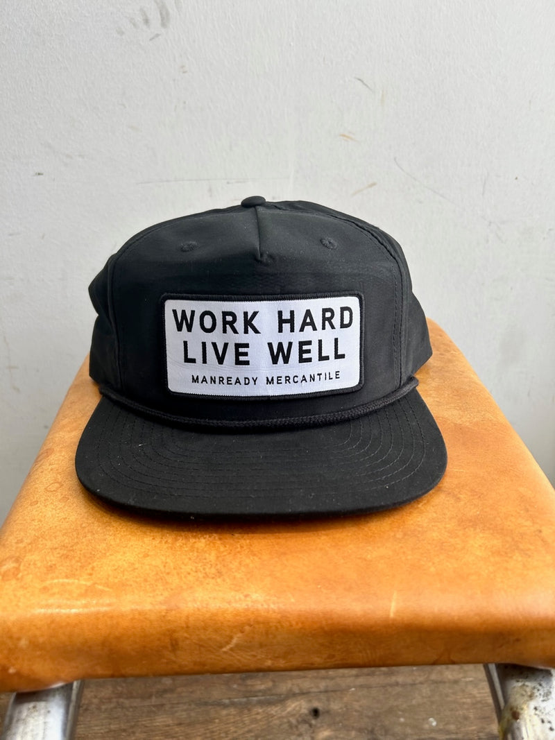 256 Richardson Hat | Work Hard Live Well | White + Black | Manready Mercantile