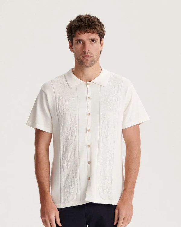 Access Knit Shirt | Ecru | Critical Slide