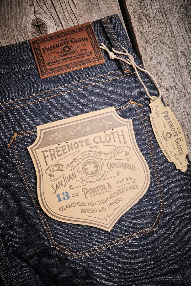 Portola Classic Taper | 13 oz Indigo Denim | Freenote Cloth