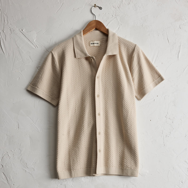 The Button Down Herringbone Polo | Heather Oat | Taylor Stitch