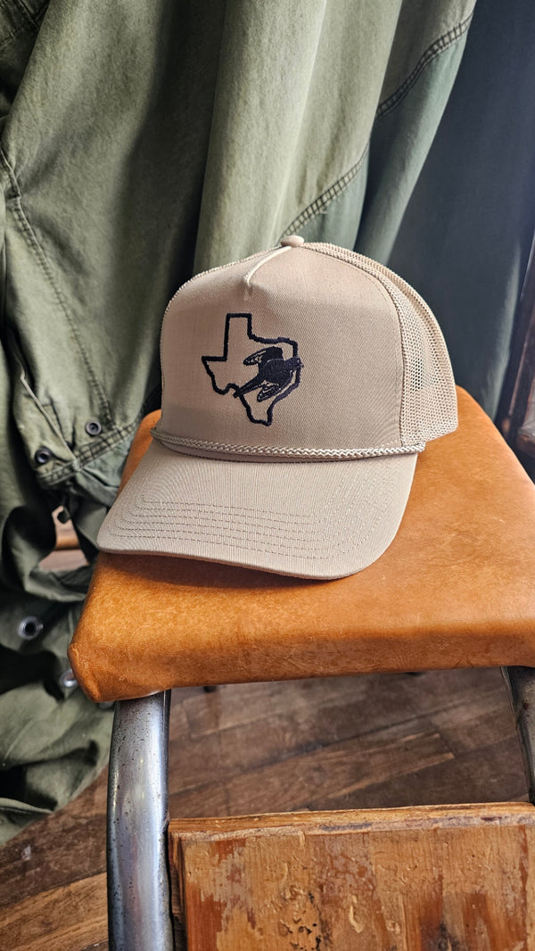 Embroidered Trucker Hat  | Texas Outline Dove | Khaki | Manready Mercantile