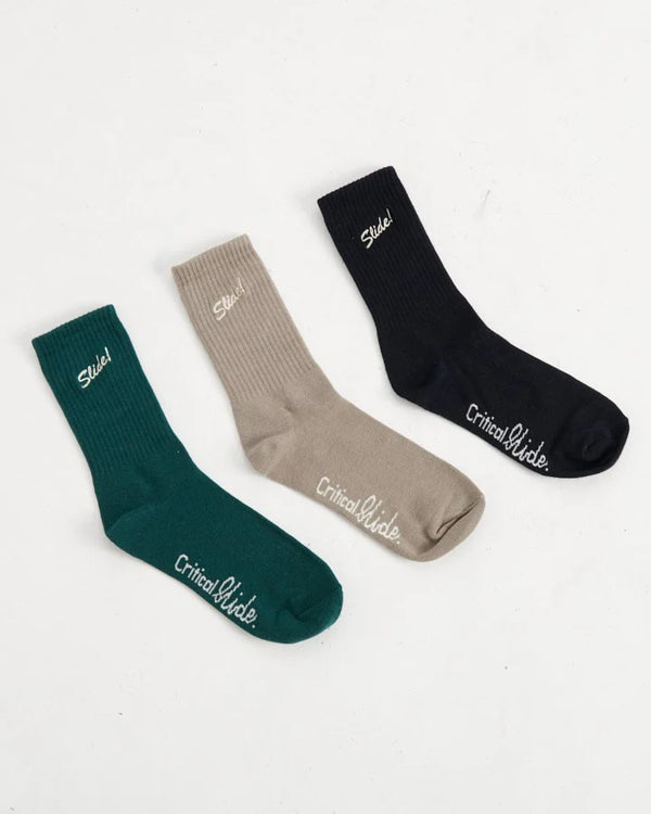 Slide 3pk Socks | Multi | Critical Slide