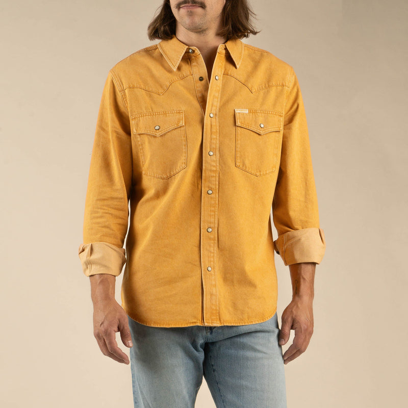 Wyatt Pearl Snap Denim Shirt | Faded Gold | Sendero Provisions Co