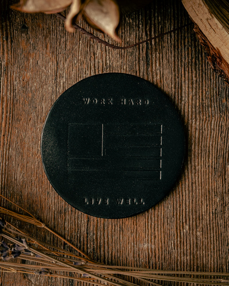 Leather Coaster | Work Hard Live Well | Manready Mercantile