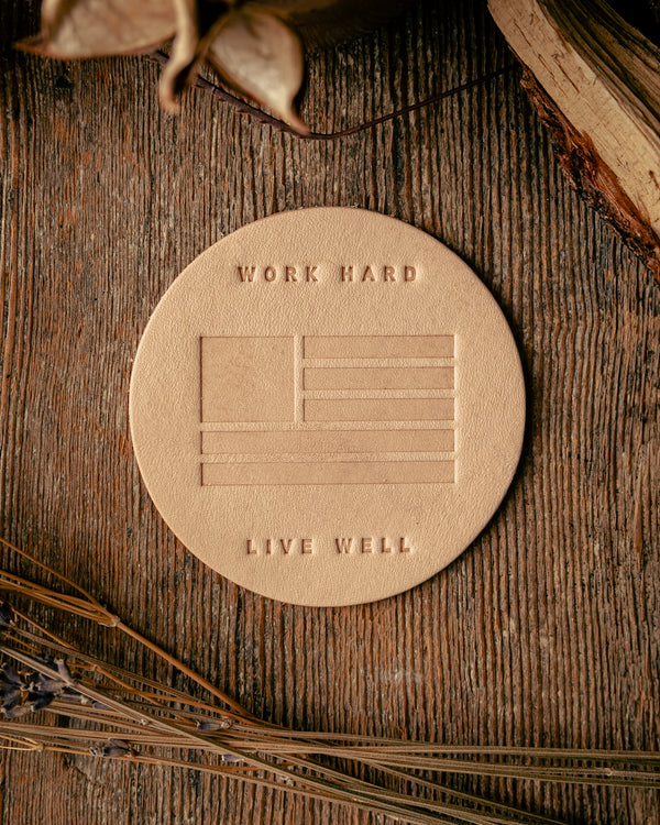 Leather Coaster | Work Hard Live Well | Manready Mercantile