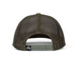 Three Stripes Olive Trucker Hat | Yogi Bins