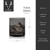 Admiral™ Hand Etched Crystal Rocks Glasses | Smoke | Viski