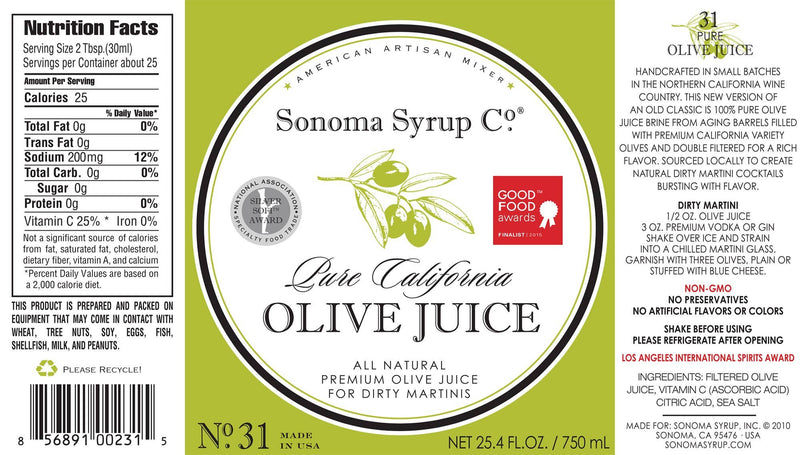 Pure Sonoma Olive Juice | Sonoma Syrup Co.