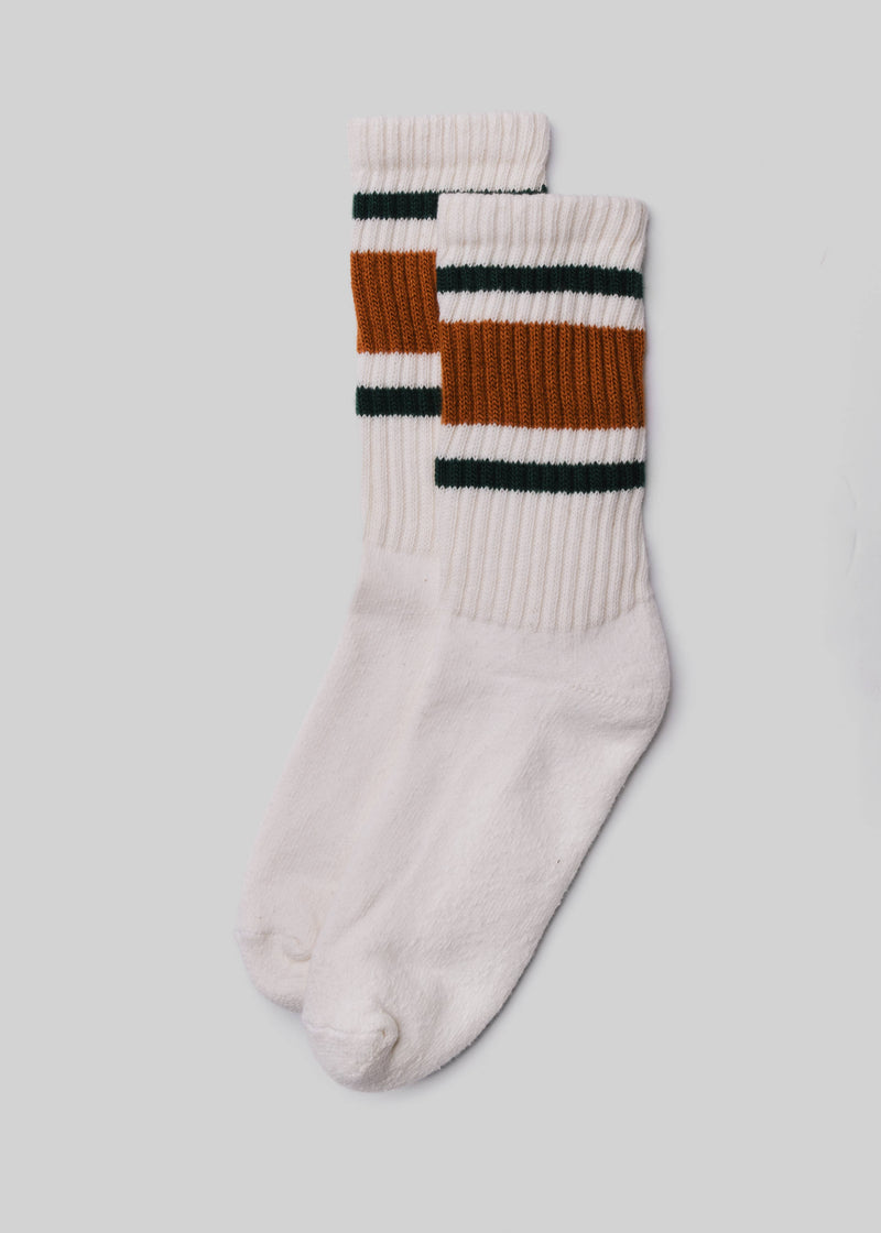 Retro Stripe Sock | Texas Orange & Hunter Green | American Trench