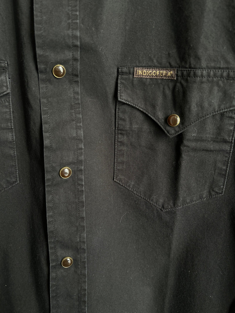 Sideras Shirt | Black Cotton Twill | Indigofera