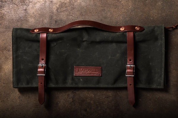 Knife Roll | Olive Waxed Canvas | Hardmill - Manready Mercantile