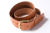 Hand Stitched Leather Belt | Light Brown + Brass | Manready Mercantile